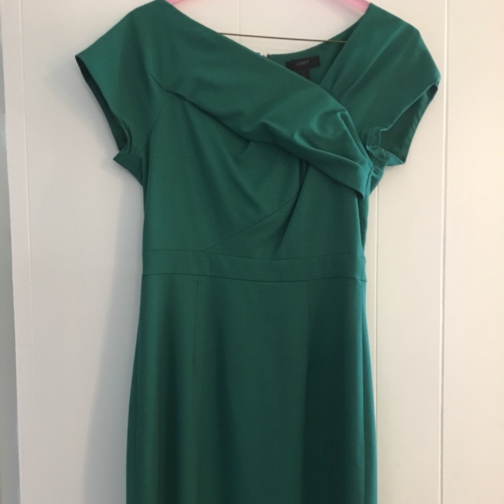 J.Crew emerald green origami dress